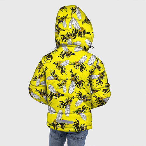 Зимняя куртка для мальчика Пчелы на желтом / 3D-Светло-серый – фото 4