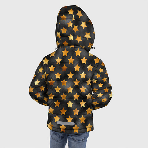 Зимняя куртка для мальчика Золотые звезды на черном / 3D-Светло-серый – фото 4