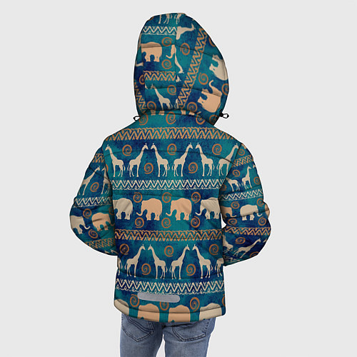 Зимняя куртка для мальчика Жирафы и слоны / 3D-Светло-серый – фото 4