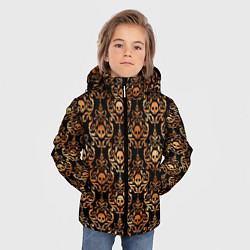 Куртка зимняя для мальчика Золотые черепа на черном фоне, цвет: 3D-светло-серый — фото 2