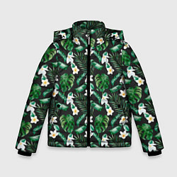 Зимняя куртка для мальчика Зеленые листочки паттерн