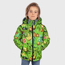Куртка зимняя для мальчика Сочные фрукты паттерн, цвет: 3D-черный — фото 2