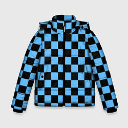 Куртка зимняя для мальчика Шахматная доска Синяя, цвет: 3D-красный