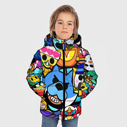 Куртка зимняя для мальчика BRAWL Значки на скины бойцов Пины Бравл Старс, цвет: 3D-светло-серый — фото 2