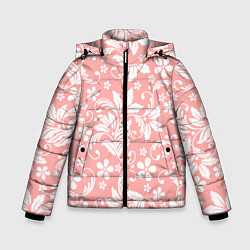 Куртка зимняя для мальчика Белый цветочный узор, цвет: 3D-светло-серый