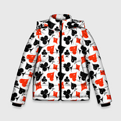 Куртка зимняя для мальчика Пика, Черва, Крестя, Бубна, цвет: 3D-светло-серый