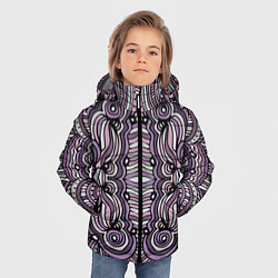 Куртка зимняя для мальчика Абстракция Разноцветный калейдоскоп Фиолетовый, че, цвет: 3D-светло-серый — фото 2