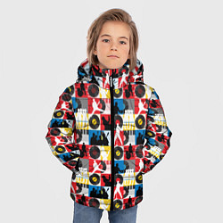 Куртка зимняя для мальчика Рок-н-ролл, винил, запись музыки, цвет: 3D-светло-серый — фото 2
