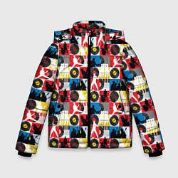 Куртка зимняя для мальчика Рок-н-ролл, винил, запись музыки, цвет: 3D-черный