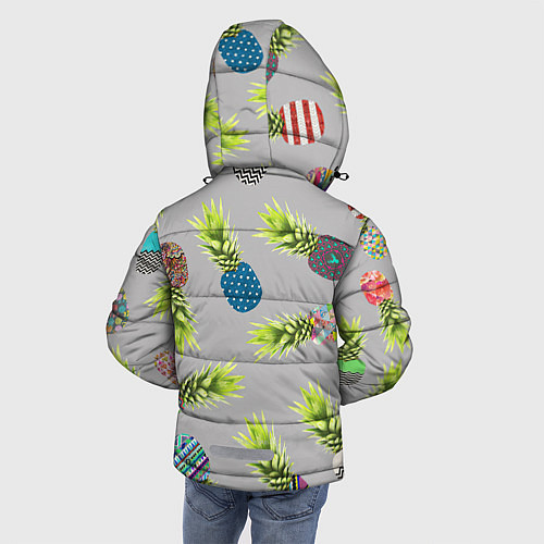 Зимняя куртка для мальчика Узорные ананасы / 3D-Светло-серый – фото 4