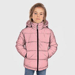 Куртка зимняя для мальчика Вязаный простой узор косичка Три оттенка розового, цвет: 3D-красный — фото 2