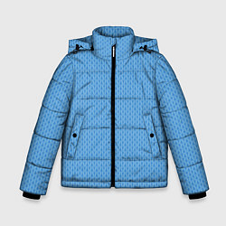 Куртка зимняя для мальчика Вязаный узор голубого цвета, цвет: 3D-черный
