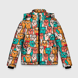 Куртка зимняя для мальчика Милые Разноцветные Котики, цвет: 3D-светло-серый