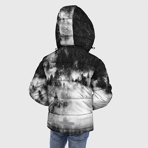 Зимняя куртка для мальчика Мрачный лес - туман / 3D-Светло-серый – фото 4