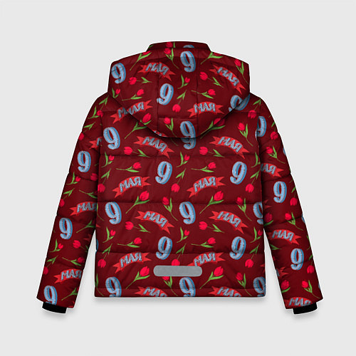 Зимняя куртка для мальчика 9 мая, красная лента и тюльпаны / 3D-Красный – фото 2