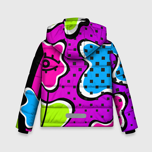 Зимняя куртка для мальчика Яркий абстрактный узор в стиле 90х, неоновые цвета / 3D-Светло-серый – фото 2