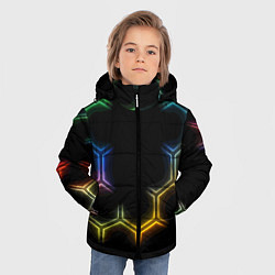 Куртка зимняя для мальчика Геометрический узор Neon, цвет: 3D-светло-серый — фото 2