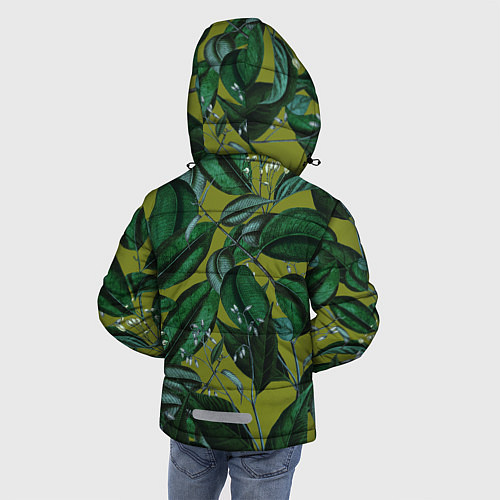 Зимняя куртка для мальчика Цветы Тёмная Листва / 3D-Светло-серый – фото 4