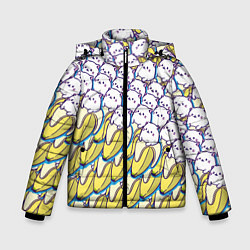 Куртка зимняя для мальчика Котики и бананы Паттерн Лето, цвет: 3D-черный