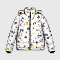 Куртка зимняя для мальчика Простые цветы на белом фоне, цвет: 3D-светло-серый