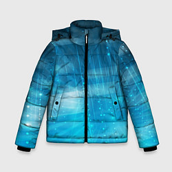Куртка зимняя для мальчика Линии на голубом фоне, цвет: 3D-светло-серый