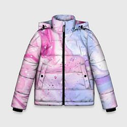 Куртка зимняя для мальчика Абстрактные краски голубой, розовый, цвет: 3D-черный