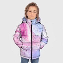 Куртка зимняя для мальчика Абстрактные краски голубой, розовый, цвет: 3D-черный — фото 2