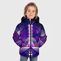 Куртка зимняя для мальчика Vaporwave Neon Space, цвет: 3D-черный — фото 2