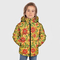 Куртка зимняя для мальчика Оранжевая хохлома, цвет: 3D-красный — фото 2