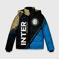Куртка зимняя для мальчика INTER Pro Football Краска, цвет: 3D-черный