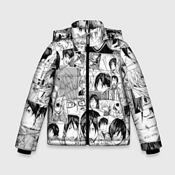 Куртка зимняя для мальчика Бакуман паттерн, цвет: 3D-светло-серый