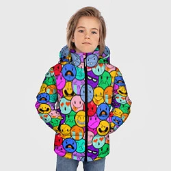 Куртка зимняя для мальчика Sticker bombing смайлы маленькие, цвет: 3D-красный — фото 2