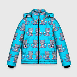 Куртка зимняя для мальчика Милые котики паттерн, цвет: 3D-светло-серый
