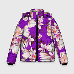 Куртка зимняя для мальчика Цветы Фиолетовый Цветок, цвет: 3D-красный
