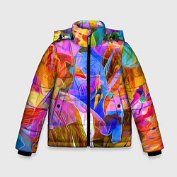 Куртка зимняя для мальчика Красочный цветочный паттерн Лето Colorful floral p, цвет: 3D-черный