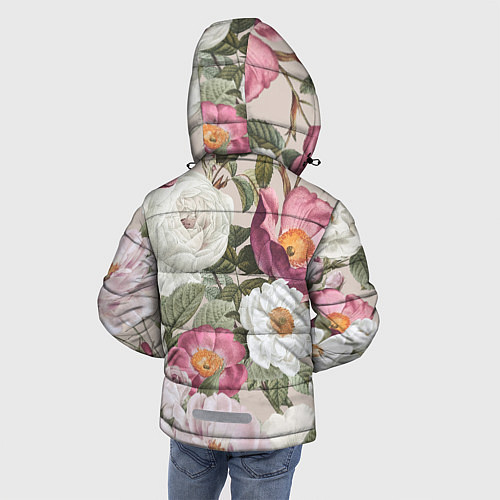 Зимняя куртка для мальчика Цветы Розовый Сад Пион и Роз / 3D-Светло-серый – фото 4
