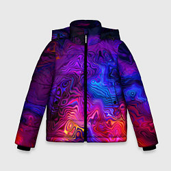 Куртка зимняя для мальчика Цветные неоновые разводы на воде Авангард Colored, цвет: 3D-красный