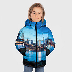 Куртка зимняя для мальчика Закат в мегаполисе, цвет: 3D-красный — фото 2