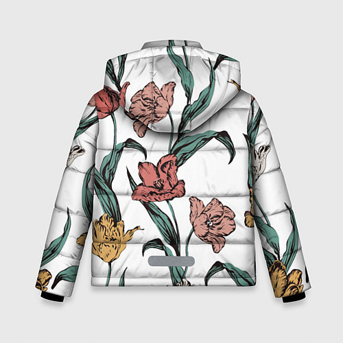 Зимняя куртка для мальчика Цветы Разноцветные Тюльпаны / 3D-Красный – фото 2