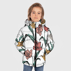 Куртка зимняя для мальчика Цветы Разноцветные Тюльпаны, цвет: 3D-красный — фото 2