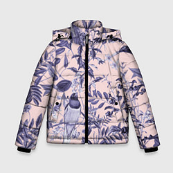 Куртка зимняя для мальчика Цветы Флизелиновые Тропики, цвет: 3D-светло-серый