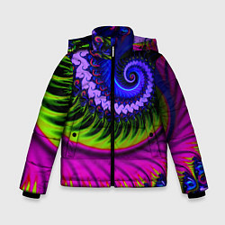 Куртка зимняя для мальчика Разноцветная неоновая спираль Абстракция Multicolo, цвет: 3D-светло-серый