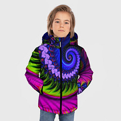 Куртка зимняя для мальчика Разноцветная неоновая спираль Абстракция Multicolo, цвет: 3D-светло-серый — фото 2