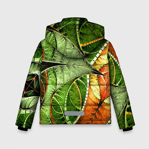 Зимняя куртка для мальчика Растительный абстрактный фрактальный паттерн Veget / 3D-Красный – фото 2