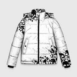 Куртка зимняя для мальчика Выцветшие потёртости SKULLS, цвет: 3D-светло-серый