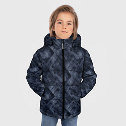 Куртка зимняя для мальчика Темный серо-синий узор деревянного паркета, цвет: 3D-светло-серый — фото 2