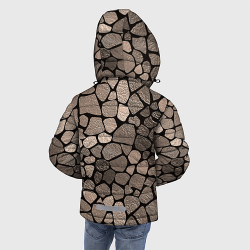Зимняя куртка для мальчика Черно-коричневая текстура камня / 3D-Светло-серый – фото 4