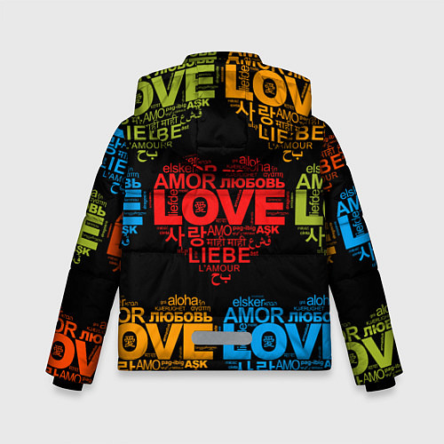 Зимняя куртка для мальчика Love, Amor, Любовь - Неон версия / 3D-Светло-серый – фото 2