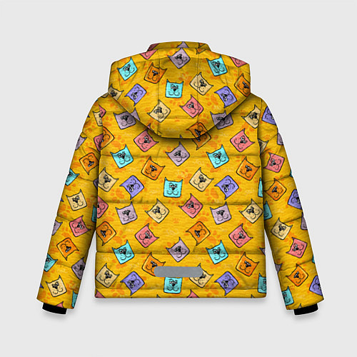 Зимняя куртка для мальчика Цветные котики и лапки / 3D-Красный – фото 2