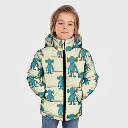 Куртка зимняя для мальчика Милые зеленые человечки, цвет: 3D-черный — фото 2